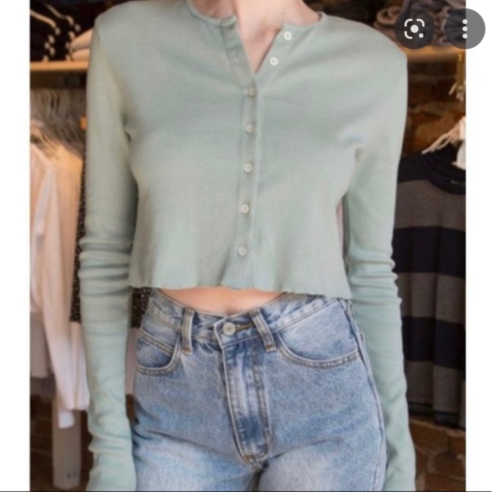 Long sleeve button down sage green brandy Melville shirt